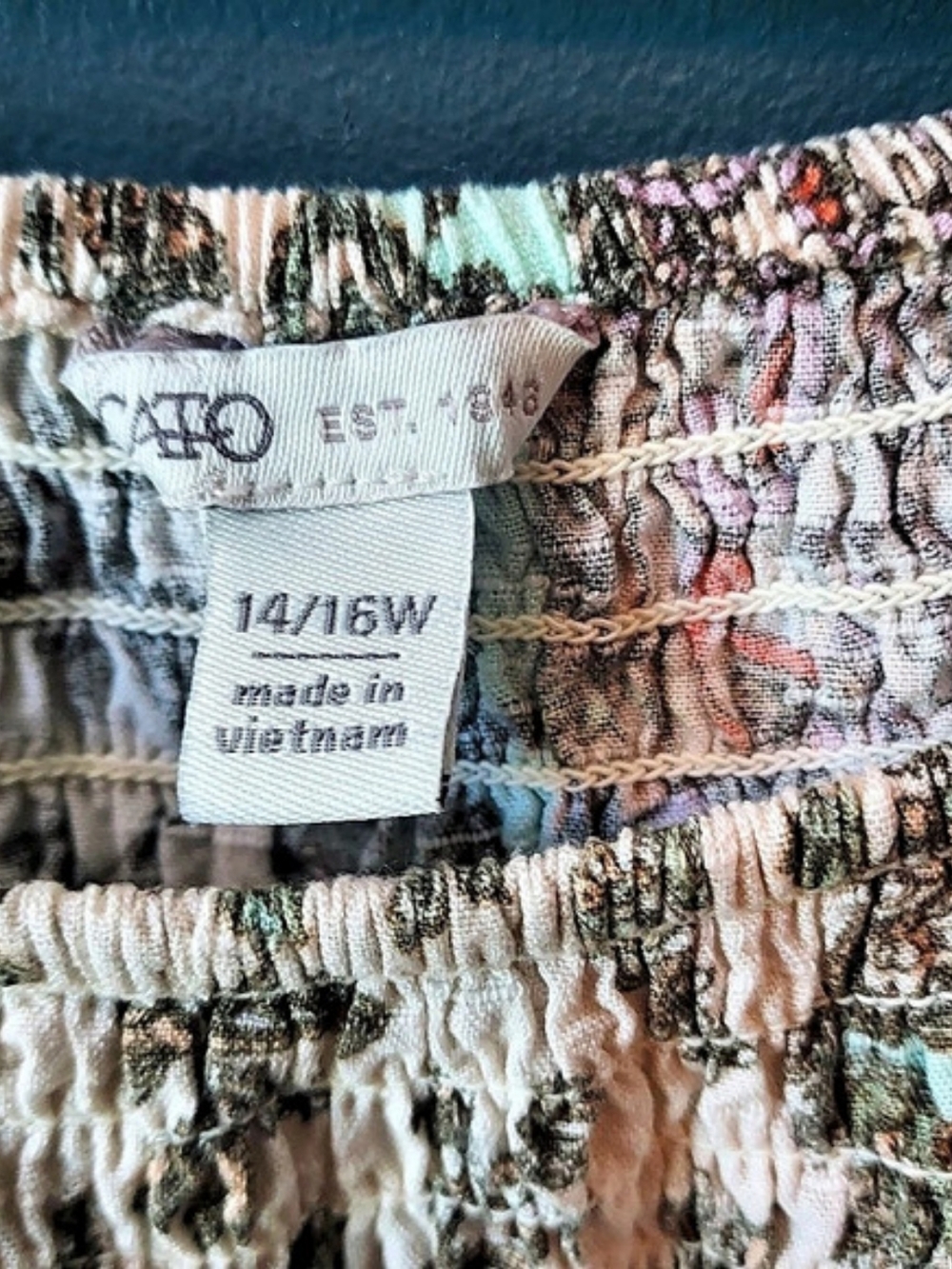 Cato Paisley Floral Tunic White & Orange Size 14/16W Like New - Picture 5 of 7
